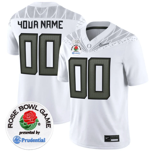 Custom Oregon Ducks Jersey Rose Bowl Patch Vapor Limited V2 Stitched White by NCAA Football Jersey