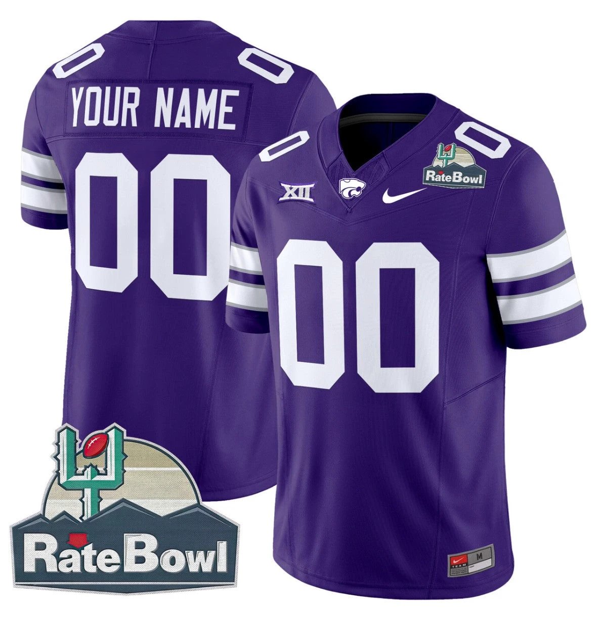 Custom Kansas State Wildcats Jersey 2025 Rate Bowl Patch Football Purple by My Store