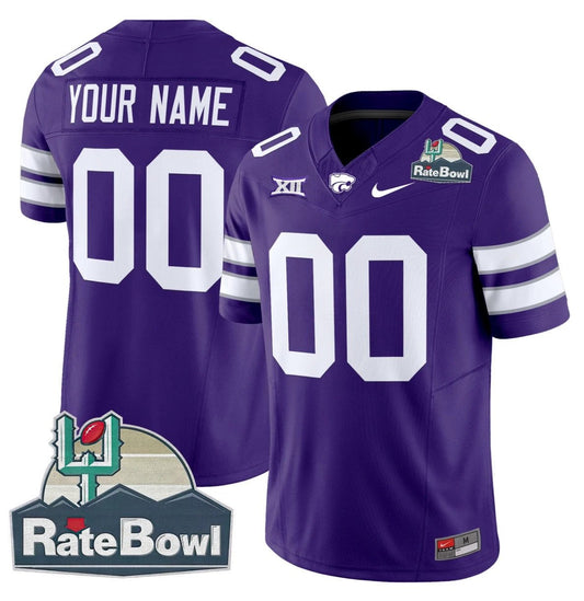 Custom Kansas State Wildcats Jersey 2025 Rate Bowl Patch Football Purple by My Store