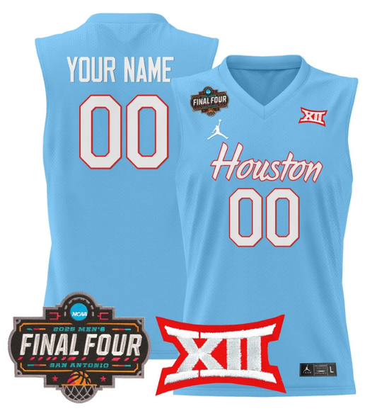Custom Houston Cougars Jersey 2025 Final Four Patch Basketball Stitched Blue by My store basketball