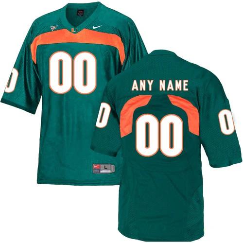 Custom Miami Hurricanes Jersey Name and Number NCAA College Football Replica Green by My Store