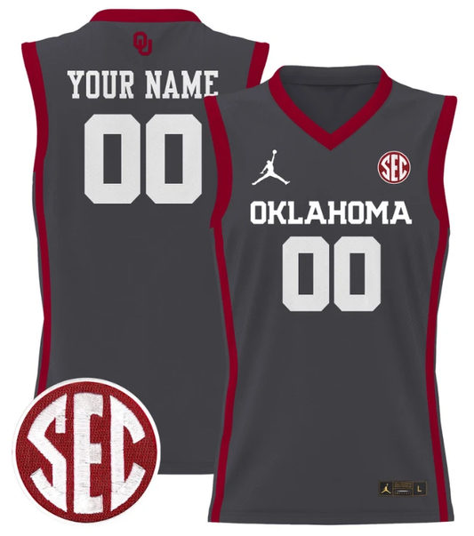 Custom Oklahoma Sooners Jersey 2024 Lightweight Basketball Stitched Anthracite by My store basketball