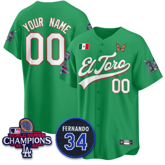 Custom Los Angeles Dodgers Jersey Mexican El Toro For 34 Stitched Green by My Store