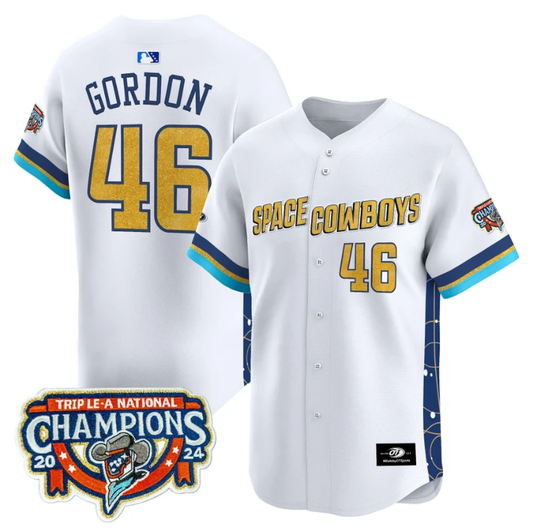 Colton Gordon Jersey #46 Sugar Land Space Cowboys Championship Patch Vapor Premier Limited Stitched by My Store