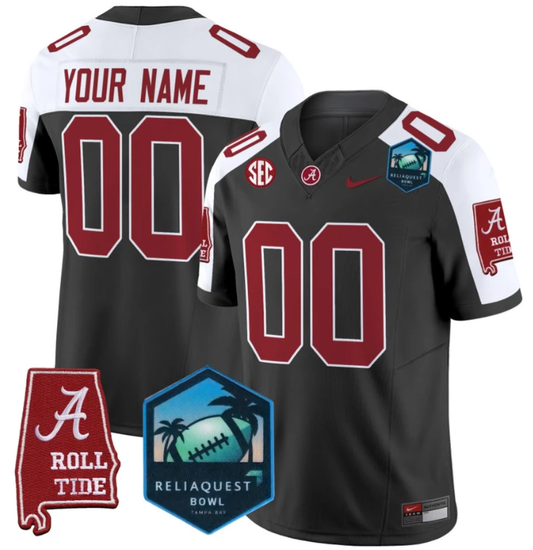 Custom Alabama Crimson Tide Jersey 2025 ReliaQuest Bowl Patch Black Alternate by My Store