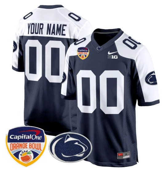 Custom Penn State Jersey Name, Number Orange Bowl Patch Football Navy Alternate by My Store