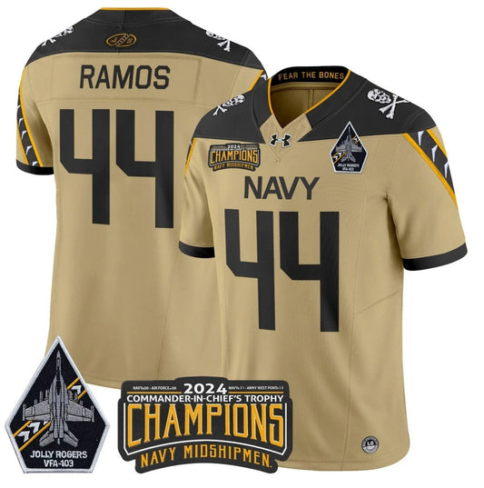Colin Ramos Jersey #44 Navy Midshipmen Commander-in-chief's Trophy Gold by NCAA Football Jersey