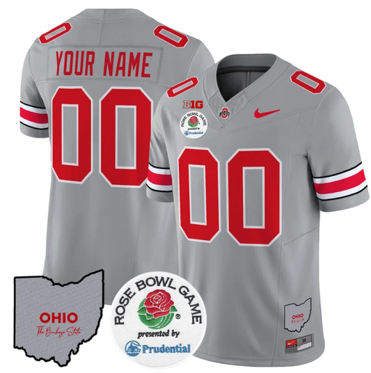 Custom Ohio State Buckeyes Jersey Rose Bowl Vapor Limited V2 Stitched Gray by NCAA Football Jersey