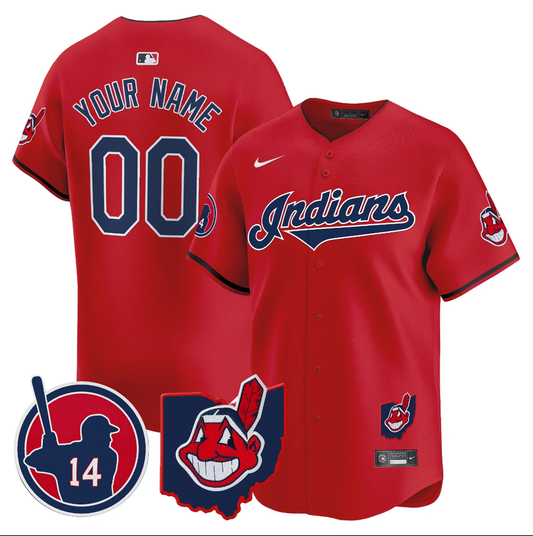 Custom Cleveland Indians Jersey Larry Doby Patch Vapor Premier Limited Stitched Red by My Store