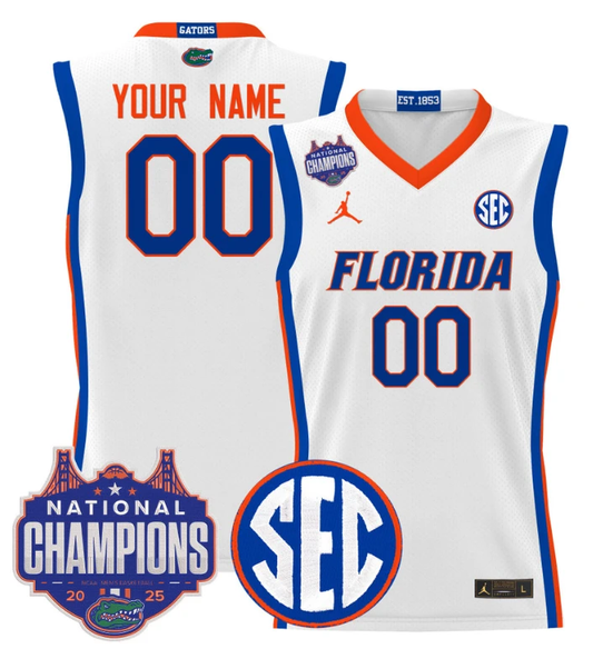 Custom Florida Gators Jersey 2025 National Champions Patch Stitched White by My store basketball