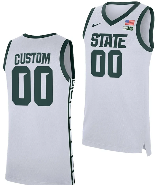 Custom Michigan State Spartans Jersey Name and Number Replica Basketball 2023-24 White by My store basketball