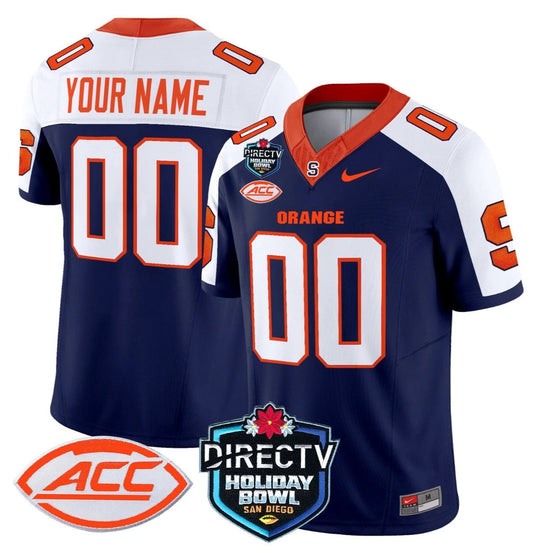Custom Syracuse Orange Jersey Name, Number 2025 Holiday Bowl Patch Navy Alternate by My Store