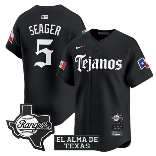 Corey Seager Jersey #5 Texas Rangers Mexico Tejano Barrio Style Vapor Limited Stitched Black by My Store
