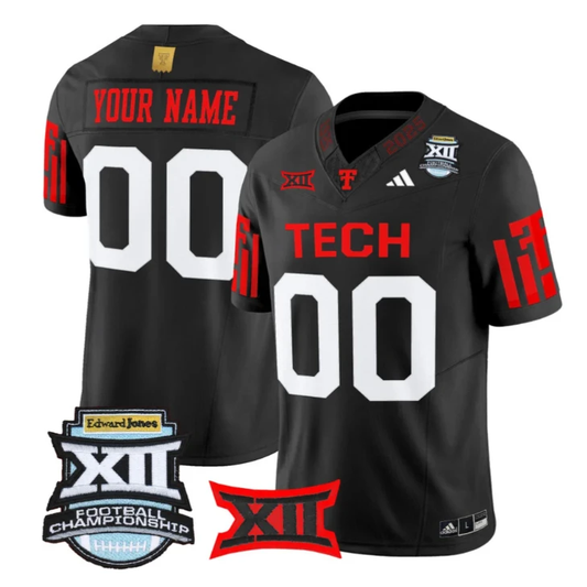 Custom Texas Tech Red Raiders Jersey 2025 Big 12 Championship Stitched by My Store NCAA Football Jerseys