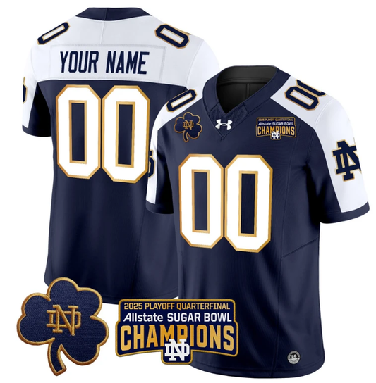 Custom Notre Dame Jersey 2025 Playoff Sugar Bowl Champions Navy Alternate by NCAA Football Jersey