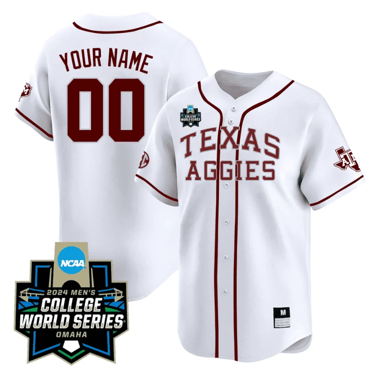 Custom Texas AM Jersey 2024 College World Series Vapor Premier Limited V2 NCAA Baseball Stitched White Alternate by My Store