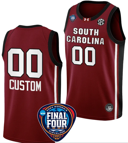 Custom South Carolina Gamecocks Basketball Jersey Name and Number 2024 NCAA March Madness Final Four Garnet by My store basketball
