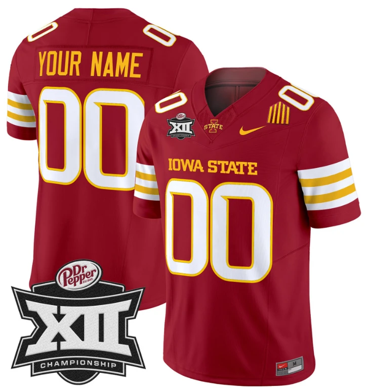 Custom Iowa State Jersey Name and Number 2024 Championship Patch Cardinal by My Store
