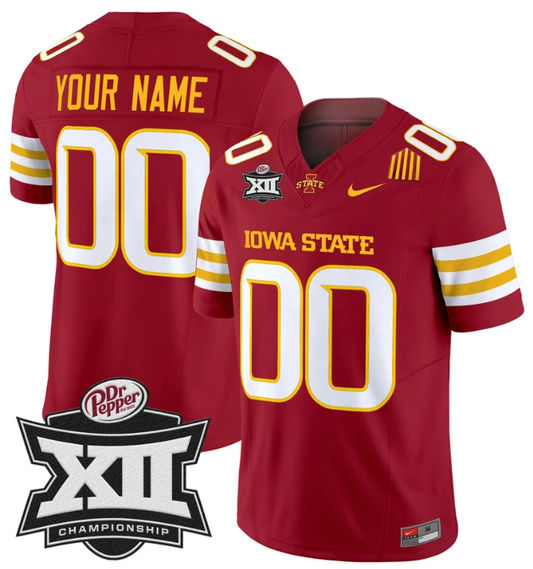 Custom Iowa State Jersey Name and Number 2024 Championship Patch Cardinal by My Store
