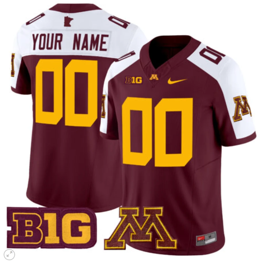 Custom Minnesota Golden Gophers Jersey Name and Number Vapor Limited Football Maroon Alternate by My Store