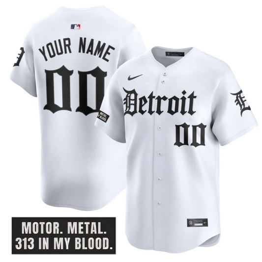 Custom Detroit Tigers Jersey Motor Gothic Edition Vapor Premier Limited Stitched White by My Store