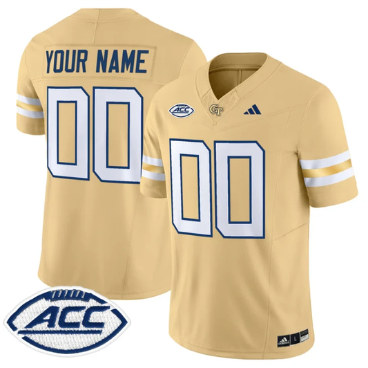 Custom Georgia Tech Yellow Jackets Jersey 2025 Vapor Limited Stitched Gold by NCAA Football Jersey