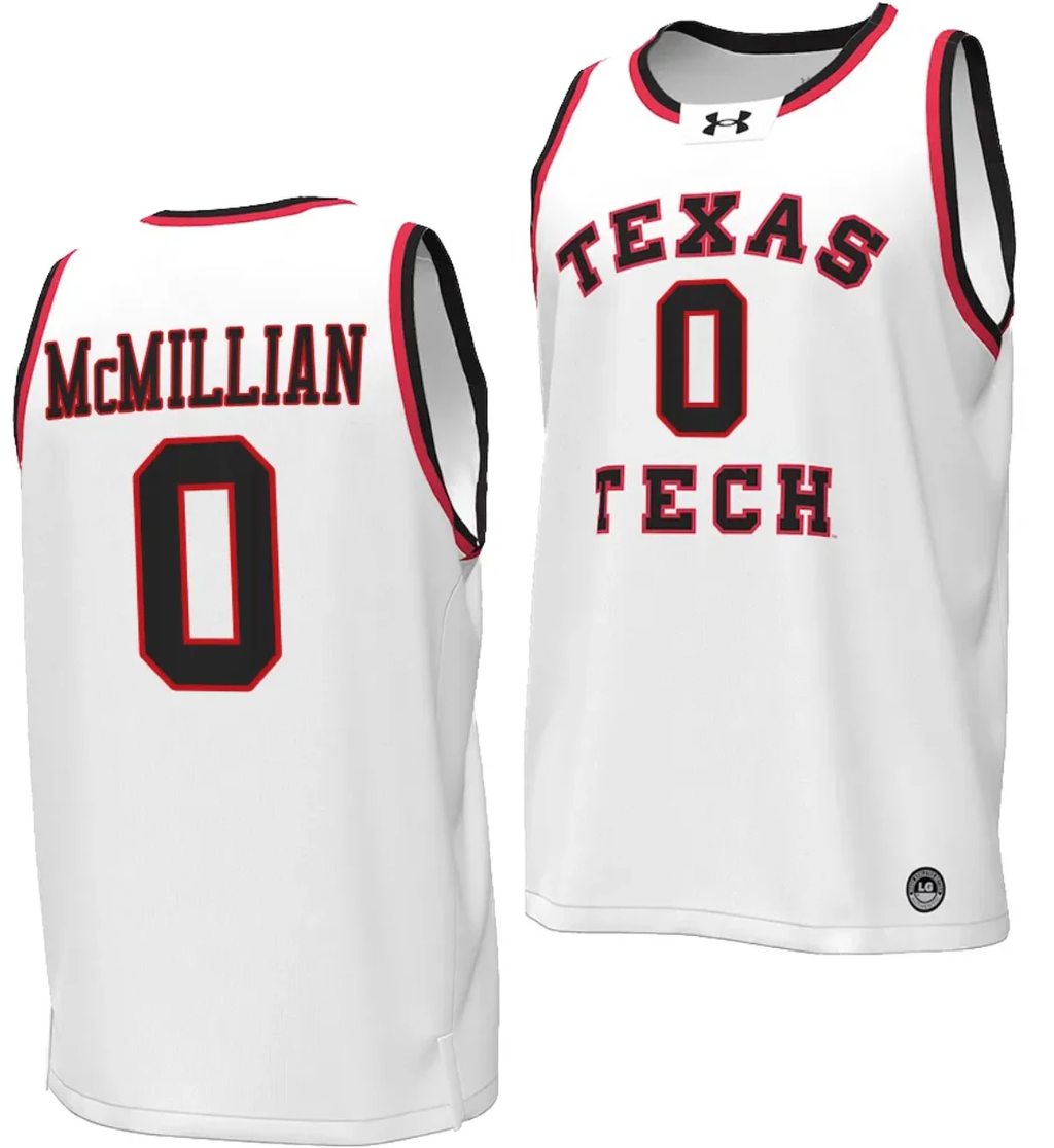 Chance McMillian Jersey #0 Texas Tech Red Raiders Throwback Basketball Replica White by My store basketball