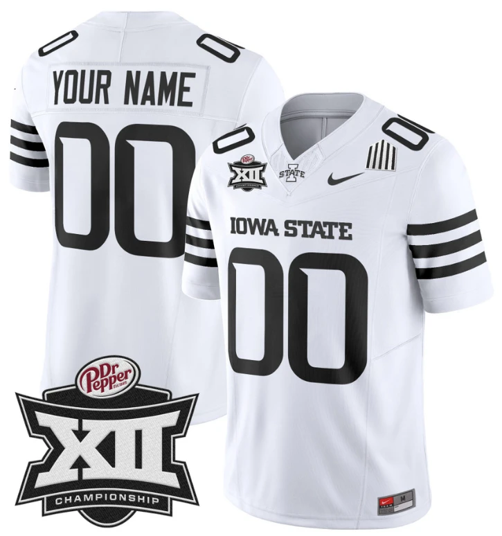 Custom Iowa State Jersey Name and Number 2024 Championship Patch White Limited by My Store