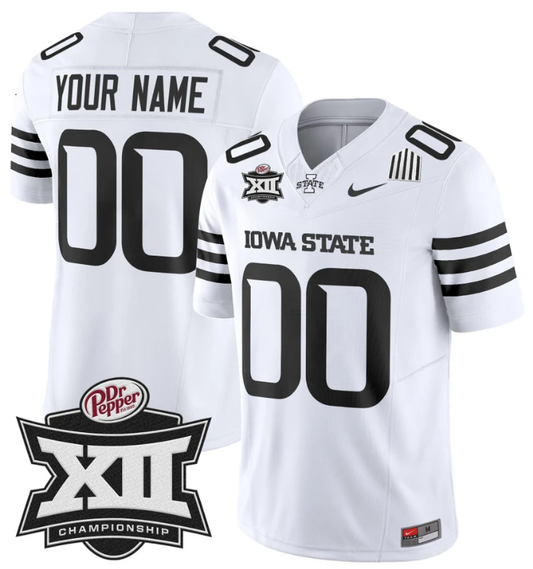 Custom Iowa State Jersey Name and Number 2024 Championship Patch White Limited by My Store