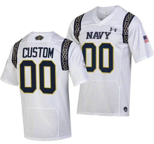 Custom Navy Midshipmen Jersey Name and Number College Football 2023 Aer Lingus Classic White Replica by My Store