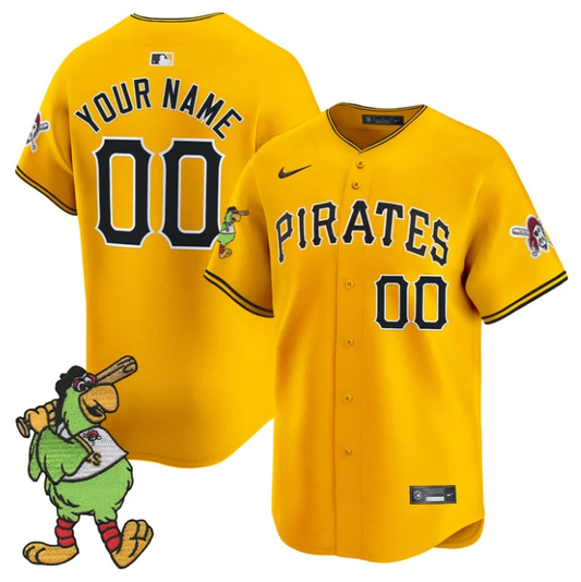 Custom Pittsburgh Pirates Jersey Pirate Parrot Patch Premier Limited Stitched Gold by My Store