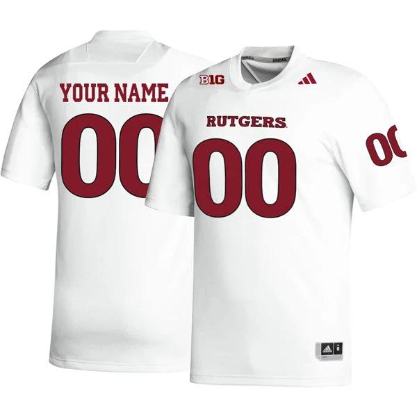Custom Rutgers Scarlet Knights Jersey Name and Number College Football White Away Game – All Stitched by My Store