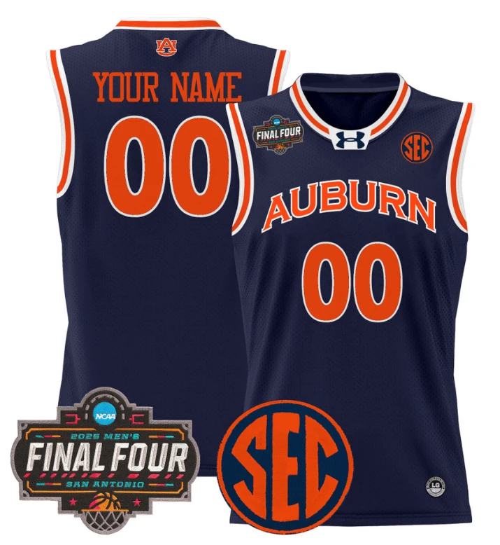 Custom Auburn Tigers Jersey 2025 Final Four Patch Basketball Stitched Navy by My store basketball