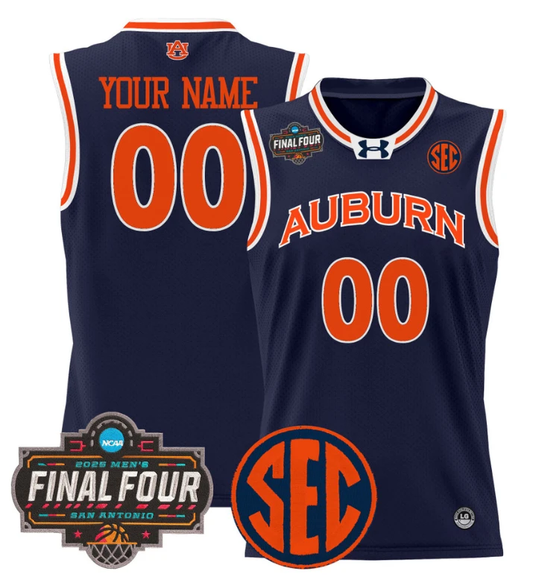 Custom Auburn Tigers Jersey 2025 Final Four Patch Basketball Stitched Navy by My store basketball