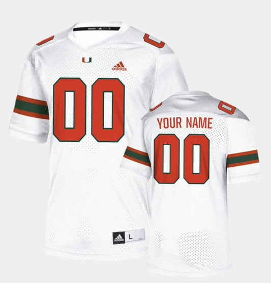 Custom Miami Hurricanes Jersey Name and Number NCAA College Football New White by My Store
