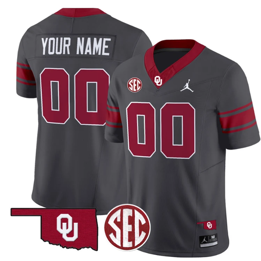 Custom Oklahoma Sooners Jersey Name and Number Football Throwback Vapor Limited Stitched Anthracite by My Store