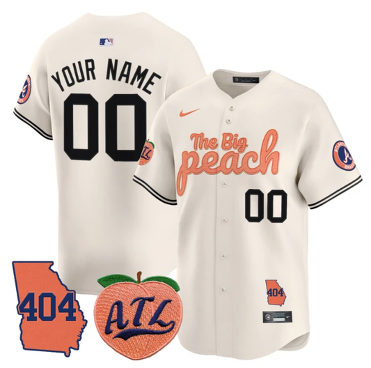 Custom Atlanta Braves Jersey 404 & The Big Peach Vapor Premier Limited Stitched Cream by My Store