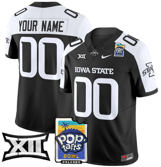 Custom Iowa State Cyclones Jersey 2025 PopTarts Bowl Patch Black Alternate by My Store