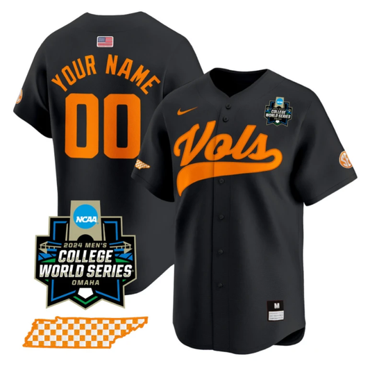 Custom Tennessee Volunteers Jersey 2024 College World Series Vapor Premier Limited V2 NCAA Baseball Stitched Black by My Store