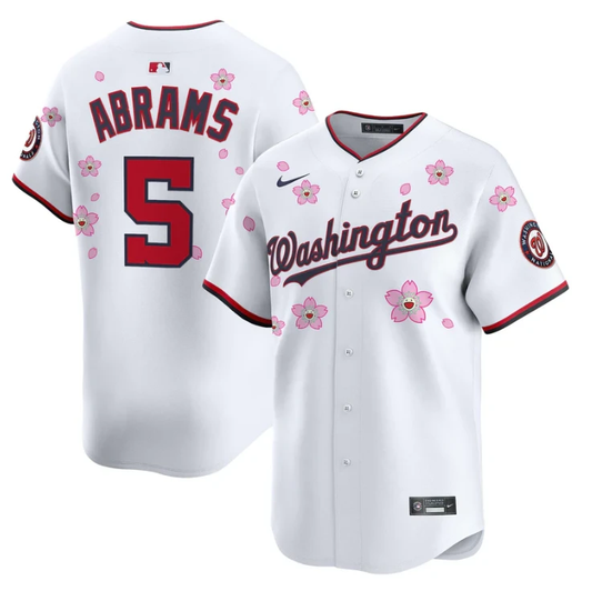 CJ Abrams Jersey #5 Washington Nationals Cherry Blossom Vapor Premier Limited Stitched White by My Store
