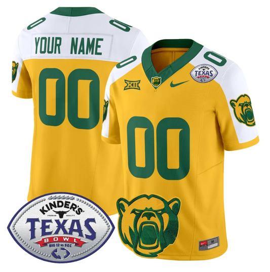 Custom Baylor Bears Jersey 2024 Texas Bowl Patch Football Stitched Gold Alternate by NCAA Football Jersey