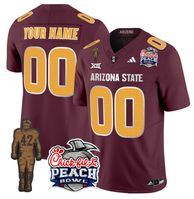 Custom Sun Devils Pat Tillman Jersey Arizona State Peach Bowl V2 Maroon by My Store