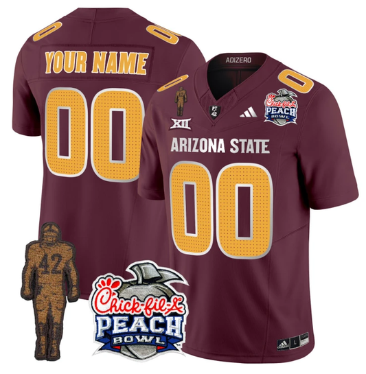 Custom Sun Devils Pat Tillman Jersey Arizona State Peach Bowl V2 Maroon by My Store