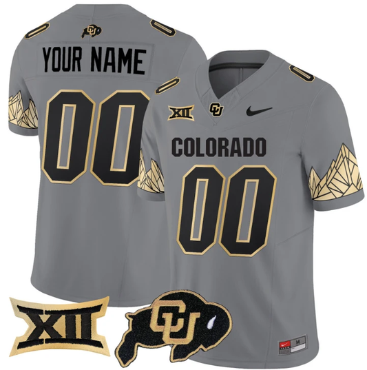 Custom Colorado Buffaloes Jersey Name, Number Vapor Big 12 XII Patch Gray by My Store
