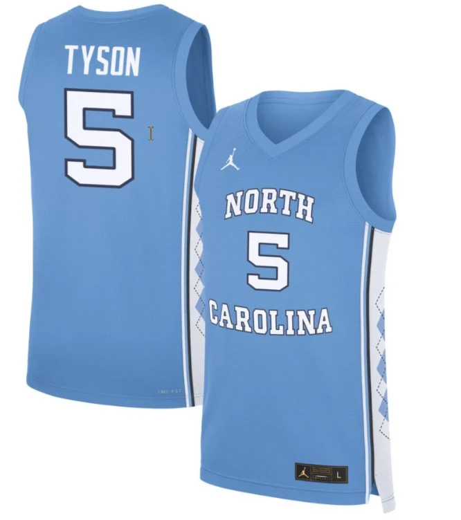Cade Tyson Jersey #5 North Carolina Tar Heels Basketball Blue by My store basketball