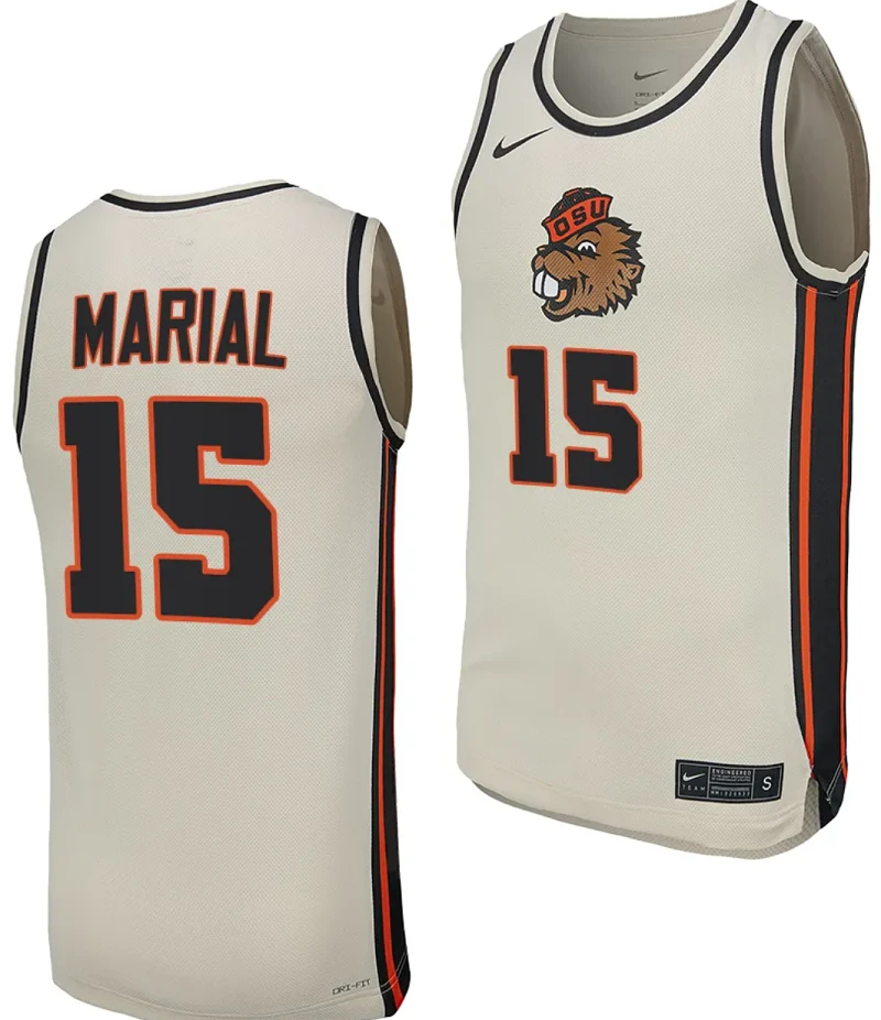 Chol Marial Jersey #15 Oregon State Beavers College Basketball Replica uniform White by My store basketball