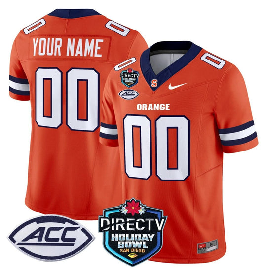 Custom Syracuse Orange Jersey Name, Number 2025 Holiday Bowl Patch Orange by My Store