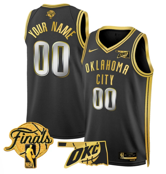 Custom Oklahoma City Thunder Jersey 2025 Finals Swingman Stitched Black Gold by My store basketball