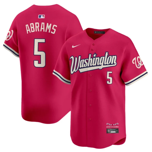CJ Abrams Jersey #5 Washington Nationals Vapor Limited All Stitched Pink by My Store