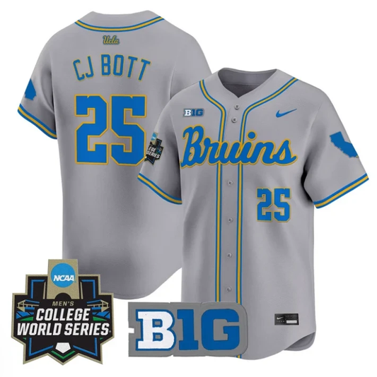 CJ Bott Jersey #25 UCLA Bruins 2025 World Series Stitched Gray by My Store